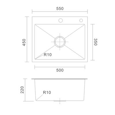 Brushed Stainless Steel Sink 33 X 22 Single Bowl Bar Sink 16 Gauge