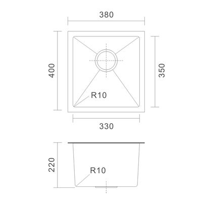 Undermount Stainless Steel Kitchen Sink Cabinet 16 Gauge single Bowl 38x40