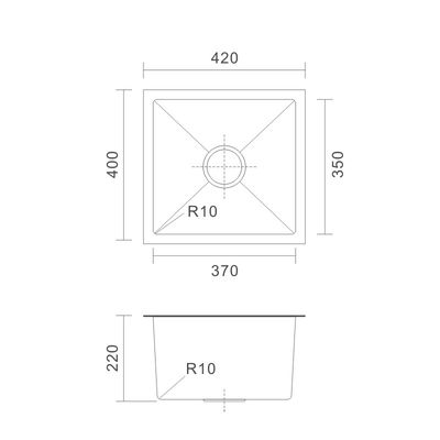 42x40 18 Inch Undermount Kitchen Sink , 16 Gauge Large Single Bowl Stainless Steel Sink