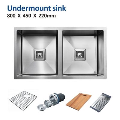 110mm Brushed Gold Kitchen Sink 16 Gauge , Apartment Kitchen Sink 80x45