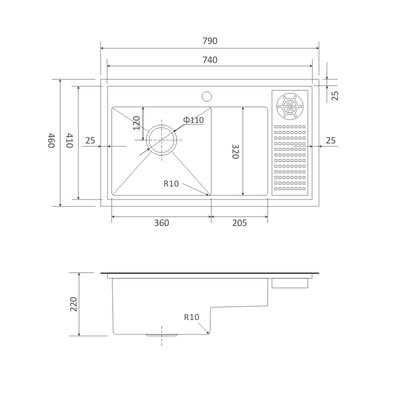 79x46 31 Inch Undermount Stainless Steel Kitchen Sink Brushed Single Bowl