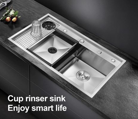 18 Gauge Undermount  Cup Rinser Sink Stainless Steel Brushed Rectangular 79x46