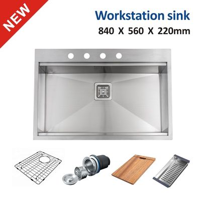 Brushed  16 Gauge Top Mount Stainless Steel Farmhouse Kitchen Sink 33 X 22