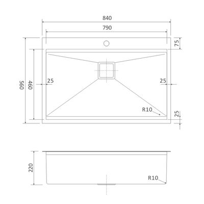 33 Inch Workstation Sink , 84x56 Stainless Steel Topmount Sink Glod Drop In
