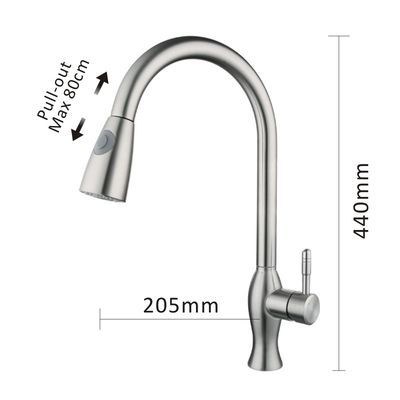 PVD NANO Single Handle Pull Down Kitchen Faucet Tap Brushed Mixer