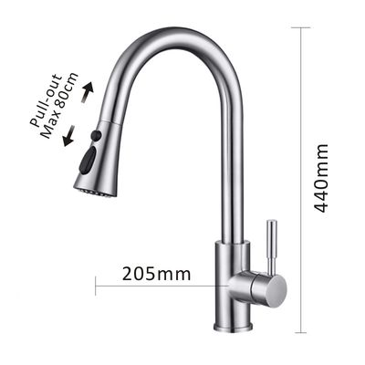 360 Degree Rotation Stainless Steel Kitchen Faucet Brushed Pull Out Sink Faucet
