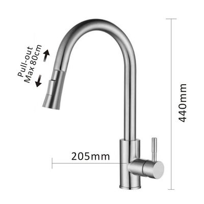 Commercial Lead Free Black Pull Out 2 Hole Kitchen Tap 35mm Ceramic Cartridge With Spray