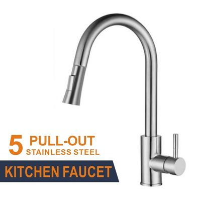 Commercial Lead Free Black Pull Out 2 Hole Kitchen Tap 35mm Ceramic Cartridge With Spray