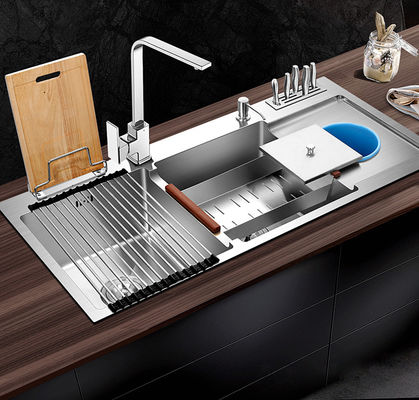 Top Mount Kitchen Multifunction Sink 27' Single Bowl With Knife Holder 68x45