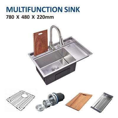 16 Gauge Farmhouse Multifunction Sink 31' Single Bowl Knife Holder 78x48
