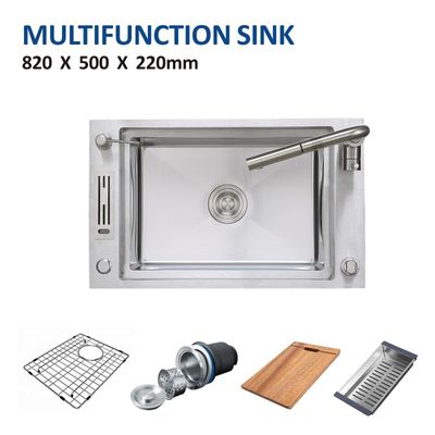 Single Bowl Apron Multifunction Sink 33' Topmount 16 Gauge Knife Holder 82x50