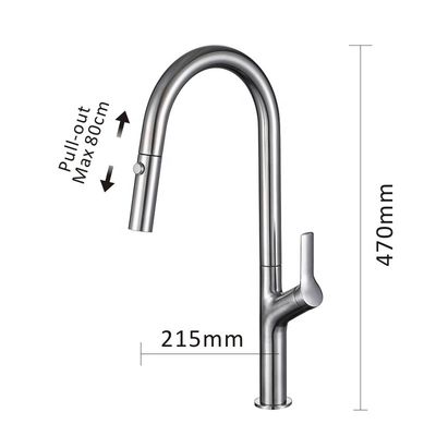 Pull Down Stainless Steel Kitchen Faucet Brushed Spray Hot Cold