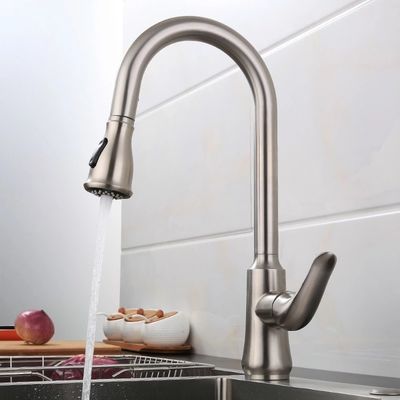 Deck Mounted Stainless Steel Kitchen Faucet Pull Out Spray Mixer Tap