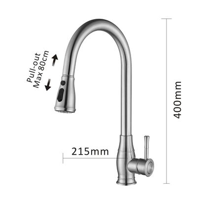 Brushed Stainless Steel Kitchen Faucet Hot Cold Pull Out Sink Mixer