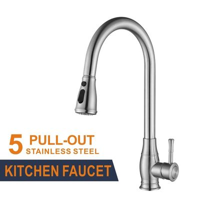 Brushed Stainless Steel Kitchen Faucet Hot Cold Pull Out Sink Mixer