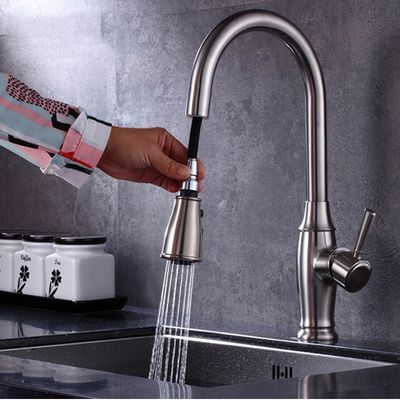 MixerDeck Mounted Kitchen Mixer Spray Taps  ,  Pull Out High Arc Kitchen Faucet
