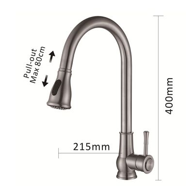 Deck Mounted Stainless Steel Kitchen Faucet Pull Out Spray Mixer Tap