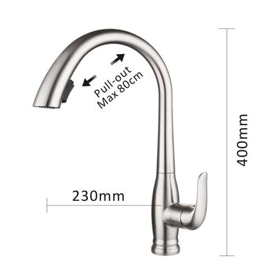 Hot Cold Stainless Steel Kitchen Faucet  Single Handle Extendable Kitchen Tap