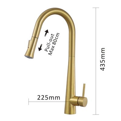 Mixer Stainless Steel Kitchen Faucet Hot Cold Gold Pull Out