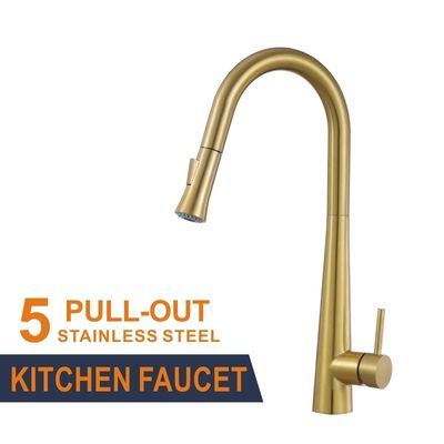 Mixer Stainless Steel Kitchen Faucet Hot Cold Gold Pull Out