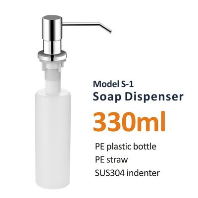 330ml Sink Accessory Kitchen Soap Dispenser PE SUS304 Indenter Straw