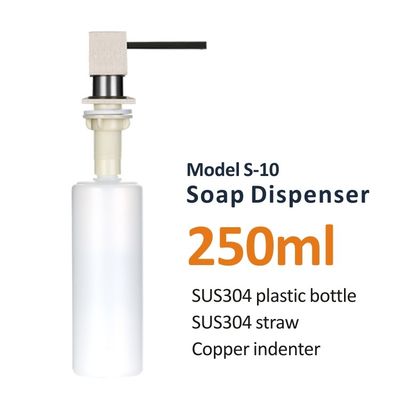 SUS304 Straw Kitchen Counter Soap Dispenser 250ml PE Plastic Bottle Copper Indenter
