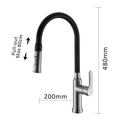 1.5MPa 35mm Ceramic Cartridge High Arc Pull Out Spray Spring Kitchen Tap Faucet