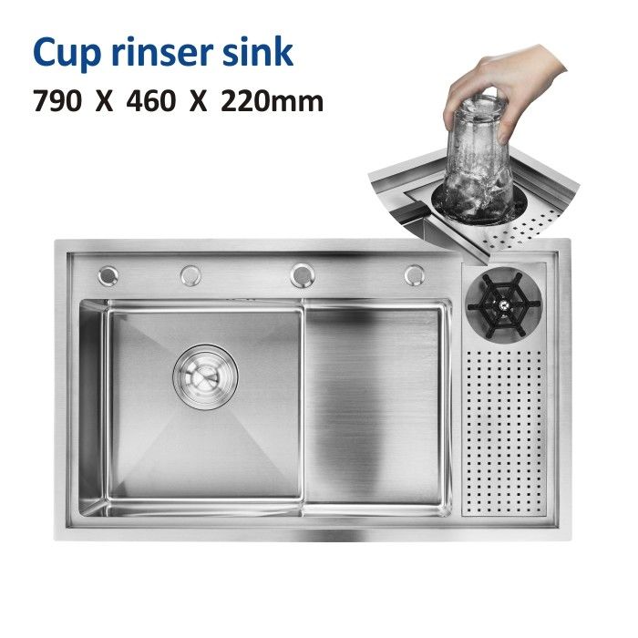 31 Inch Stainless Steel Kitchen Sink Glass Rinser Cup Washer