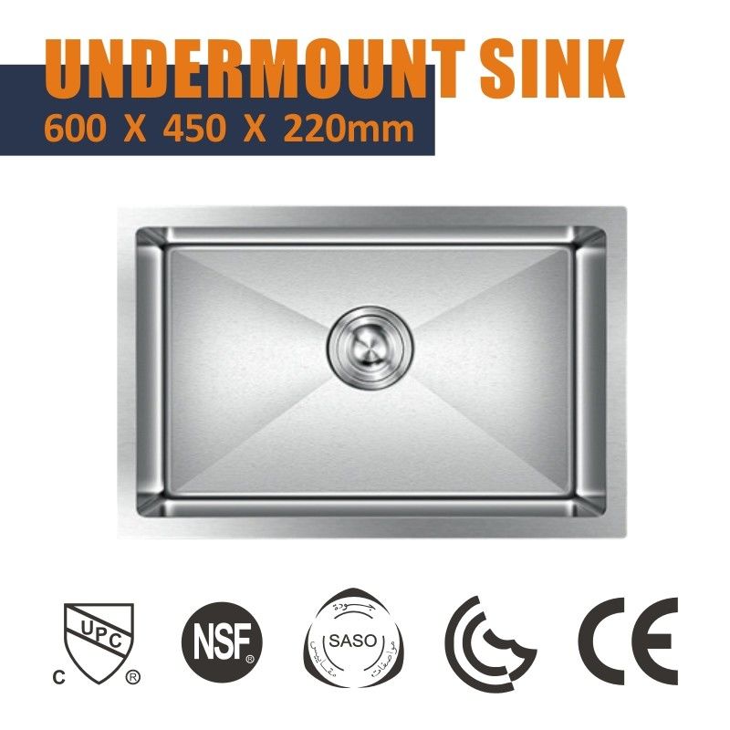 60x45 16 Gauge Stainless Steel Undermount Single Bowl Kitchen Sinks