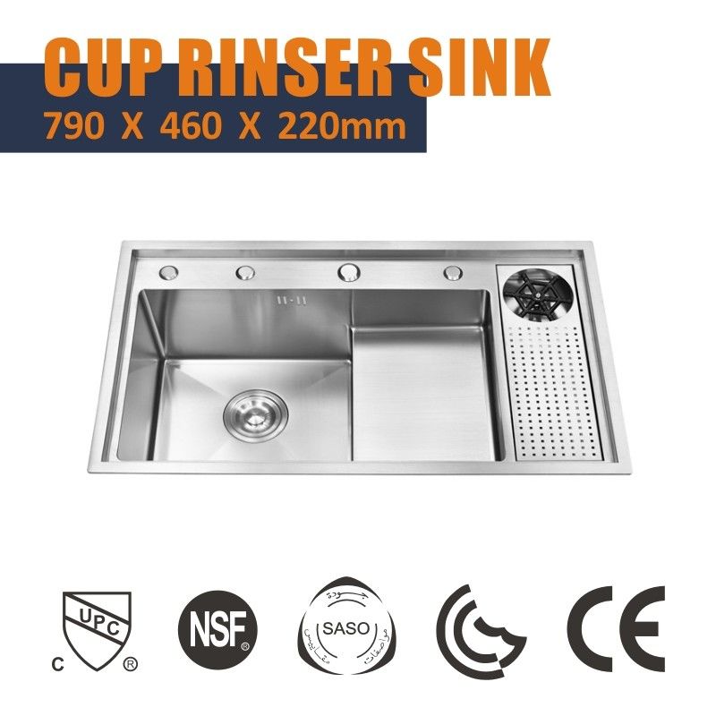 18 Gauge Undermount  Cup Rinser Sink Stainless Steel Brushed Rectangular 79x46