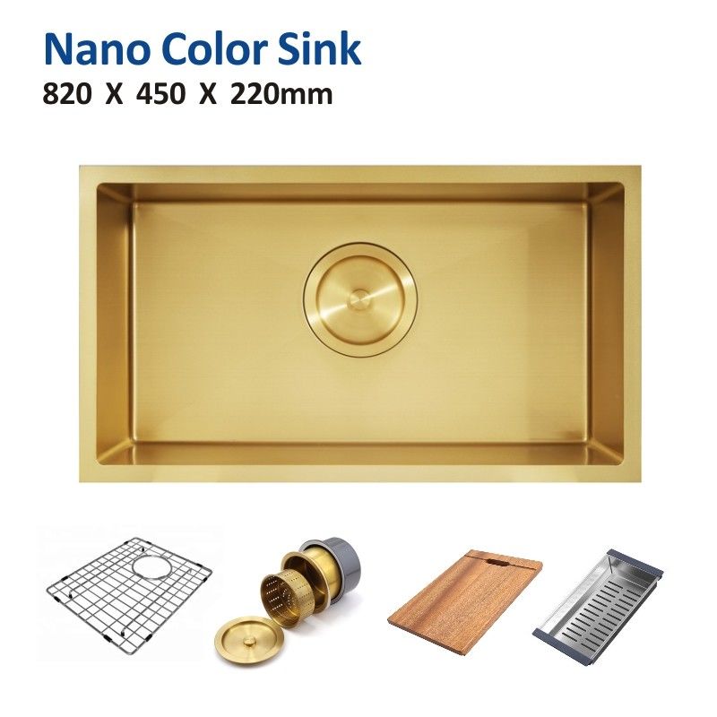 Gold Brushed Coloured Stainless Steel Sink 32 1/4"  Undermount Kitchen Sink 82x45