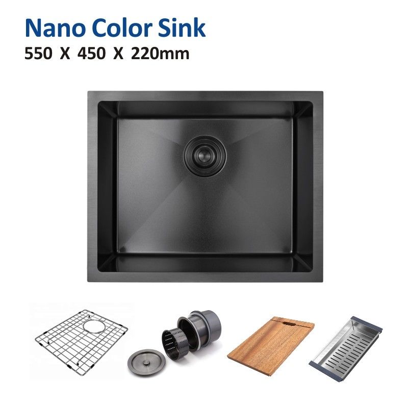 21 5/8" 550mm 1 Bowl Brushed Stainless Steel Undermount Kitchen Sink 55x45
