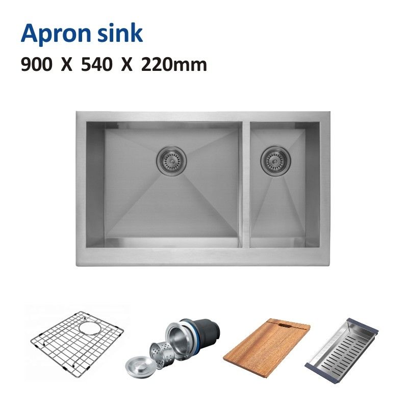 90x54 Apron Stainless Steel Kitchen Sink 36' Cabinet 16 Brushed 70 30 Double Bowl