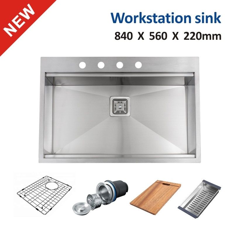 Brushed  16 Gauge Top Mount Stainless Steel Farmhouse Kitchen Sink 33 X 22