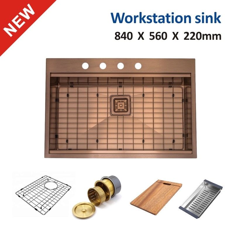 Topmount Stainless Steel Single Bowl Undermount Apron Kitchen Sink 84x56