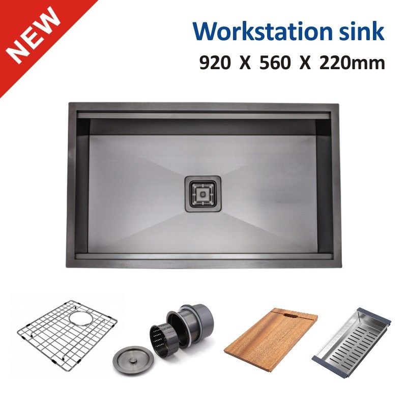 16 Gauge Stainless Steel Black 33x22 Single Bowl Drop In Sink