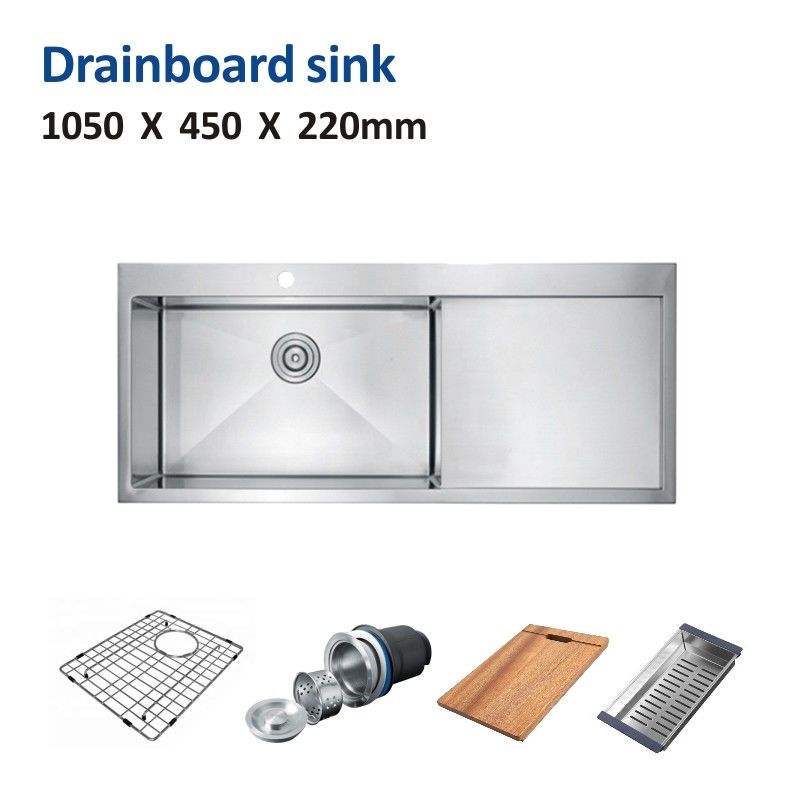 42' Undermount Drainboard Kitchen Sink  Single Bowl 105x45