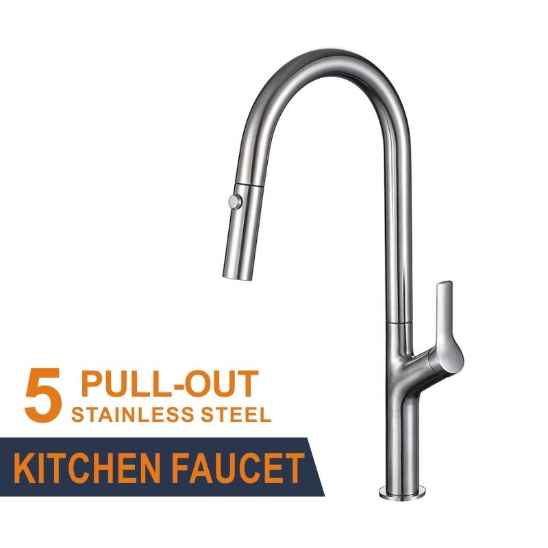 Pull Down Stainless Steel Kitchen Faucet Brushed Spray Hot Cold