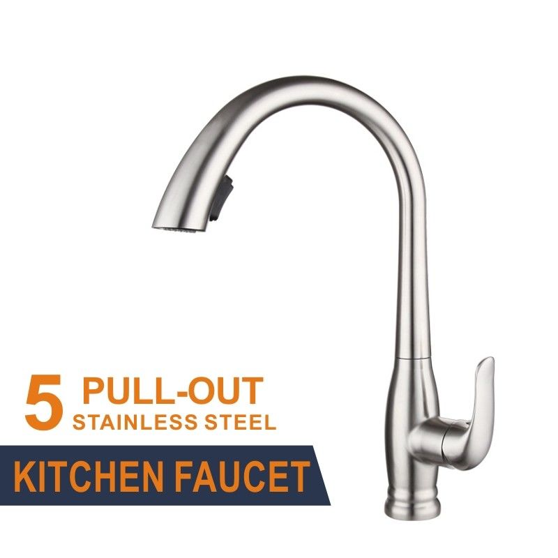 Hot Cold Stainless Steel Kitchen Faucet  Single Handle Extendable Kitchen Tap