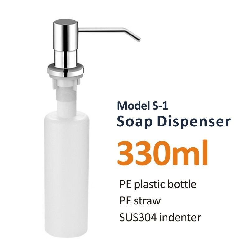 330ml Sink Accessory Kitchen Soap Dispenser PE SUS304 Indenter Straw