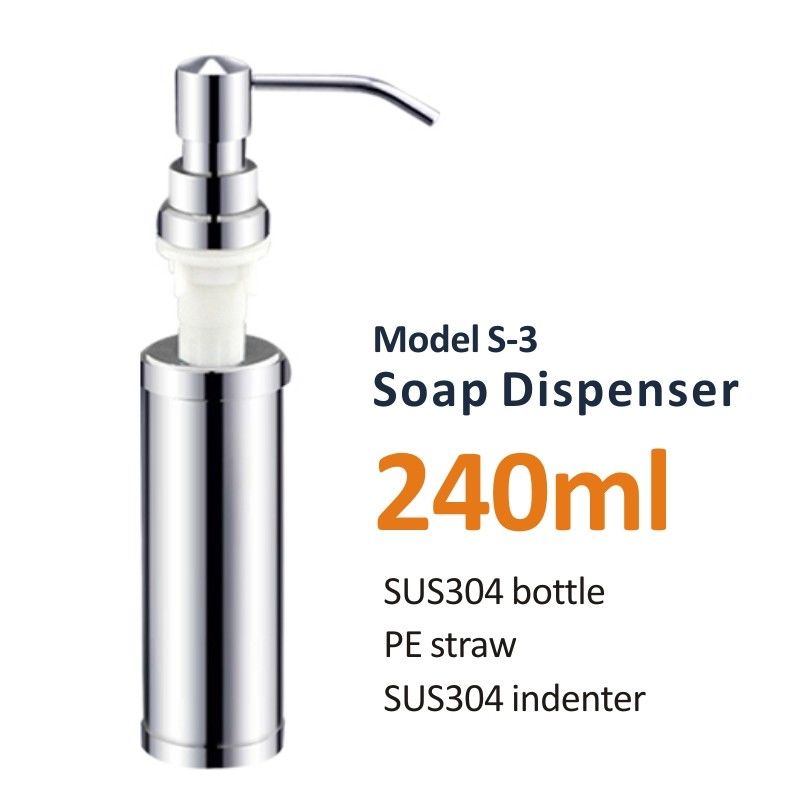 SUS304 Sink Accessory  240ml Sink Soap Dispenser Bottle Indenter PE Straw