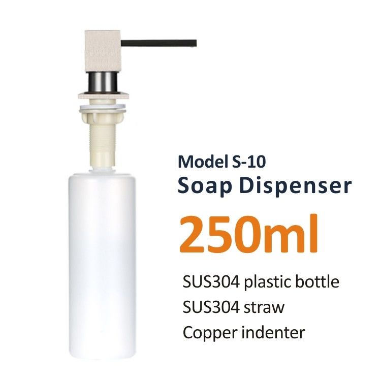 SUS304 Straw Kitchen Counter Soap Dispenser 250ml PE Plastic Bottle Copper Indenter