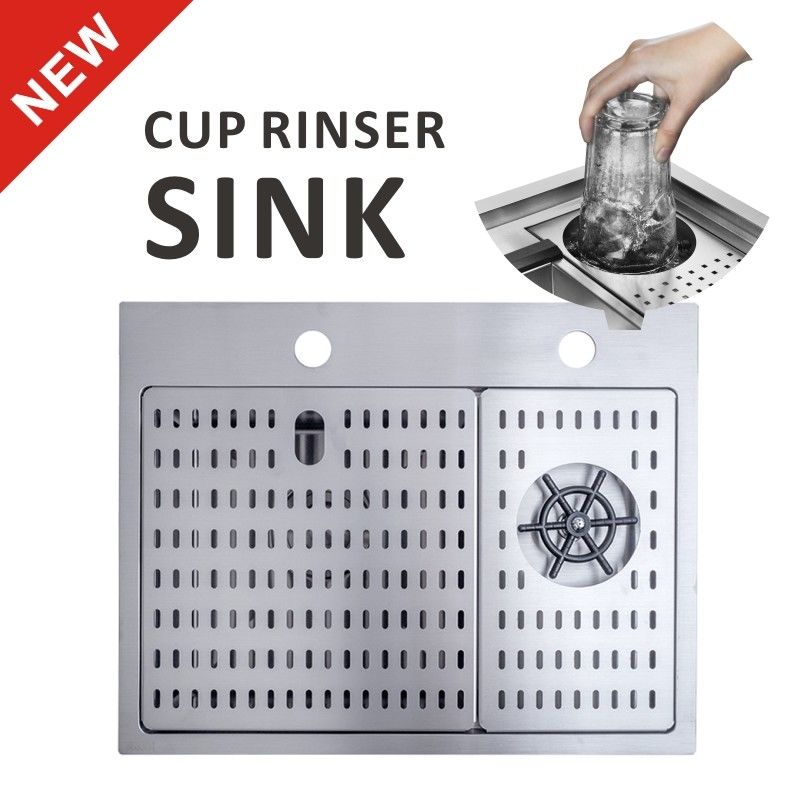 Stainless Steel Glass Rinser Sink , Single Bowl 15 Inch Undermount Bar Sink 50x40